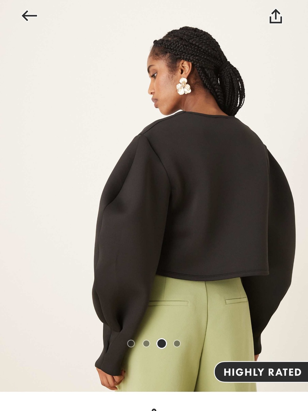ASOS Design Extreme Volume Sleeve Cropped Jacket | Scuba Blazer Black - Picture 5 of 5